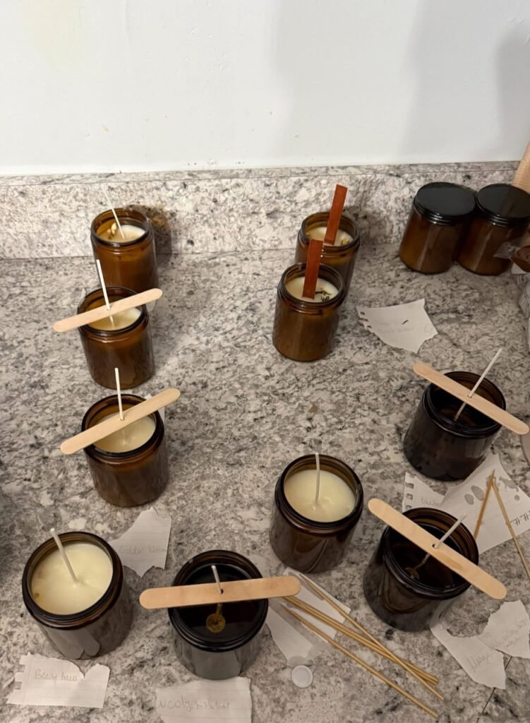 soy wax candles in jars curing